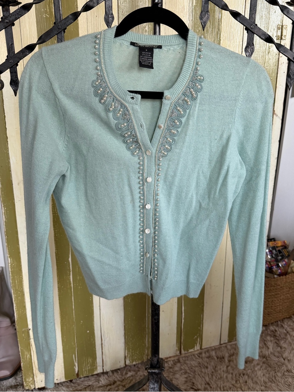 Lucky Brand, pearl trimmed, cardigan sweater